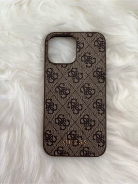 Guess Brown Monogram Logo iPhone Case
